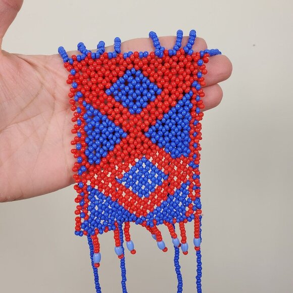 Vintage African Beaded Handcrafted Necklace - Picture 7 of 8